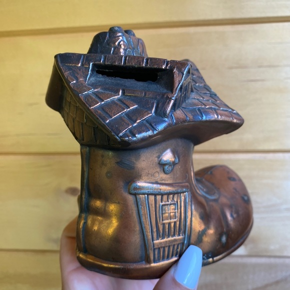 3/$30 💖 VTG whimsical copper boot coin bank 🥾 💰 - Picture 3 of 11
